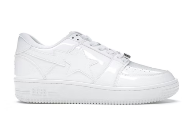 A Bathing Ape Bape Sta Low Patent White
