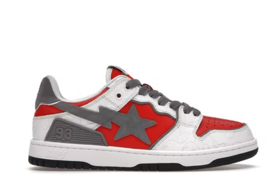 A Bathing Ape Bape SK8 Sta White Red