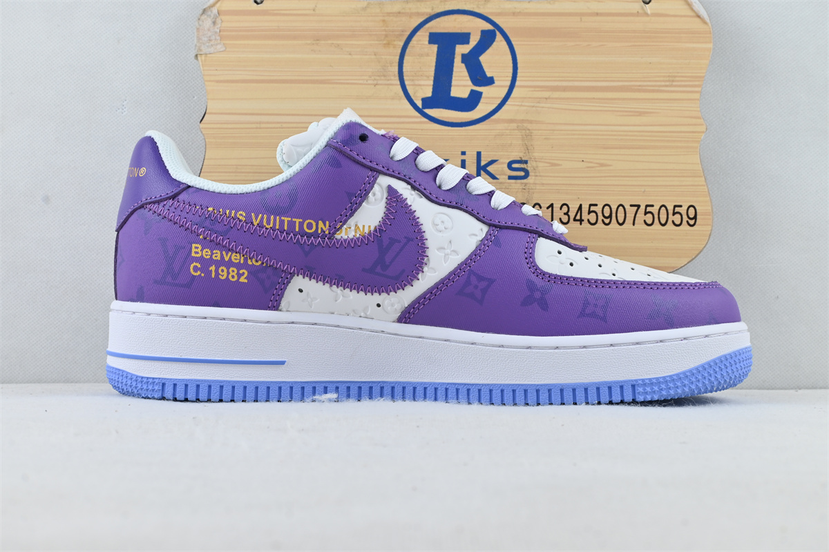 L0vis Vvtt0n Nike Air Force 1 Low By Virgil Abloh White Purple