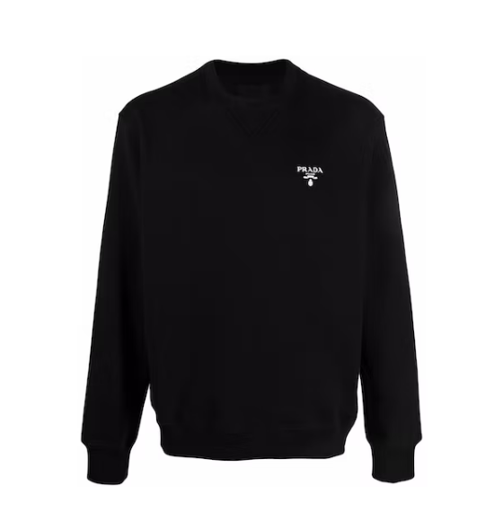 Pra*a Logo Print Crewneck Sweatshirt Black