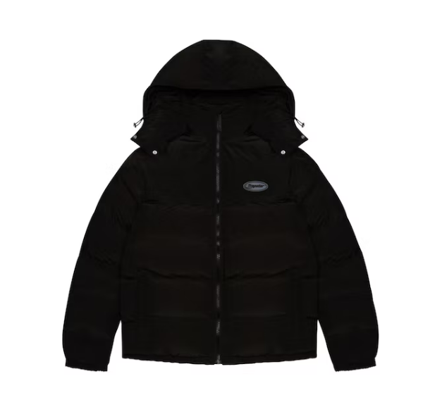 Trapstar Hyperdrive Detachable Hooded Puffer Jacket Triple Black