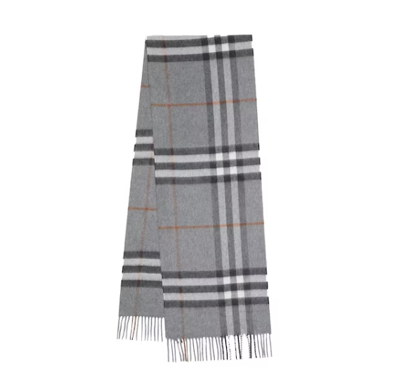 Bv*b*rry The Classic Check Cashmere Scarf Grey