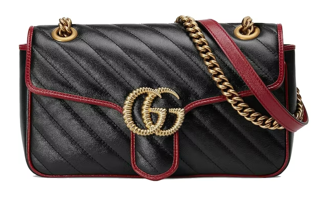 Gvc*1 GG Marmont Shoulder Bag Diagonal Matelasse Small Black