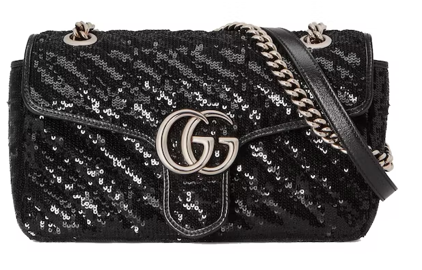 Gvc*1 GG Marmont Small Sequin Shoulder Bag Black