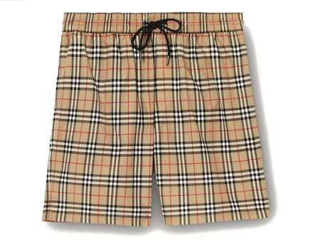 Bv*b*rry Check Drawcord Swim Shorts Beige