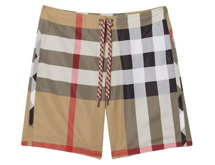 Bv*b*rry Check Drawcord Swim Shorts Archive Beige