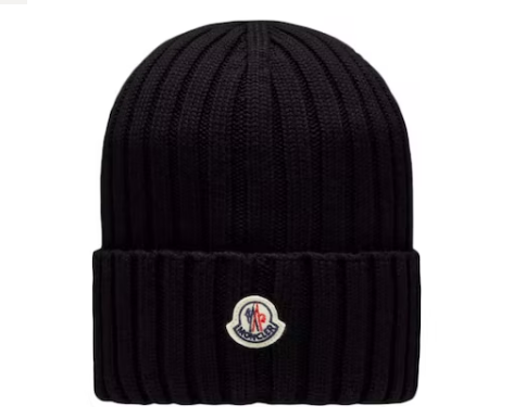 Moncler Ribbed Knit Beanie Black