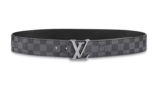 L0vis Vvtt0n LV Initiales Silver Buckle Reversible Belt Damier Graphite 40mm Black Lining