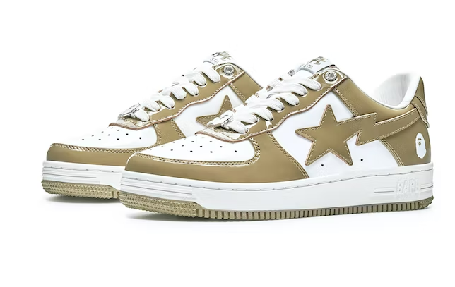 A Bathing Ape Bape Sta Patent Leather White Khaki (2023)