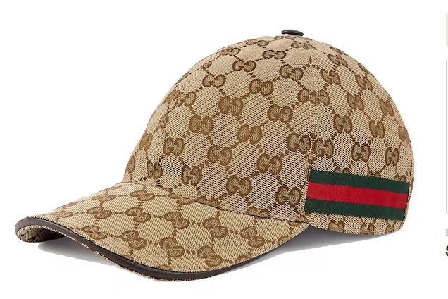 Gvc*1 Original GG Canvas Baseball Hat with Web Beige/Brown