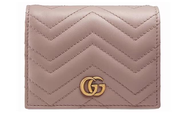 Gvc*1 Marmont GG Card Case Wallet Matelasse Dusty Pink