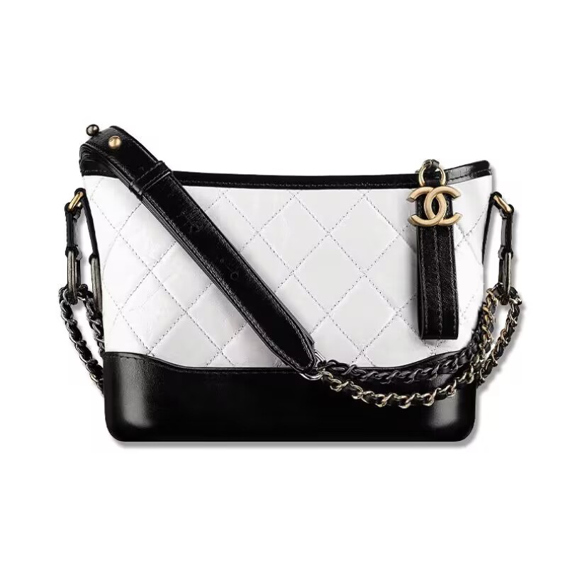 Ch**el Gabrielle Hobo Bag Small Black/White