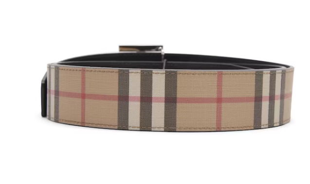 Bv*b*rry Reversible Monogram Motif Vintage Check Belt 1.4 Width Archive Beige
