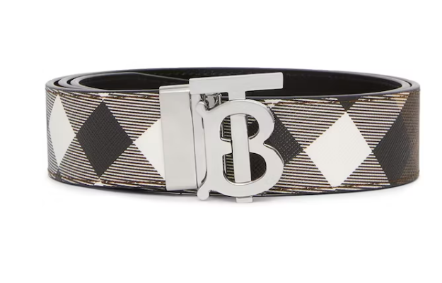 Bv*b*rry Reversible Monogram Motif Check Belt Dark Birch Brown