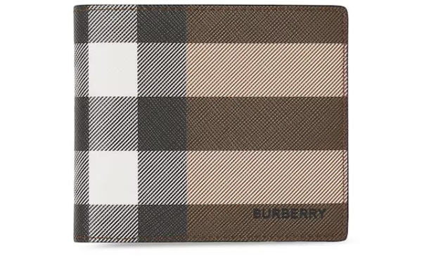 Bv*b*rry Check E-canvas International Bifold Wallet 8 slot Dark Birch Brown