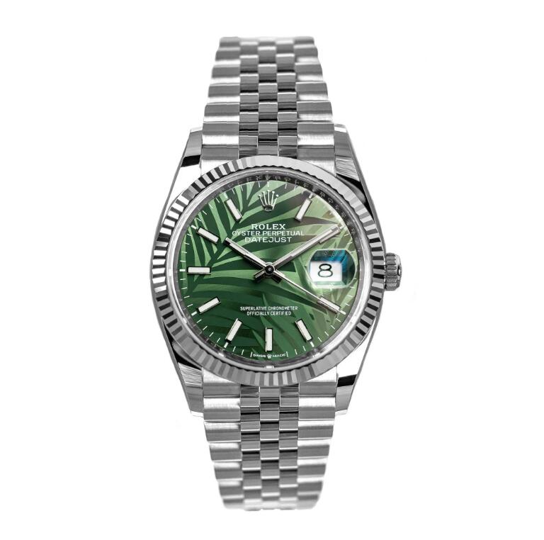 R01ex Datejust 36 Fluted ‘Olive-Green Palm Motif’ Dial Jubilee