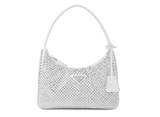 Pra*a Re-Edition 2000 Crystal Mini Bag White
