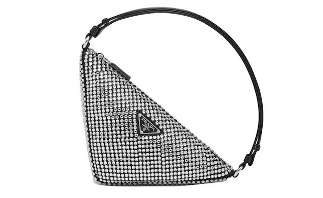 Pra*a Crystal-Studded Satin Pouch Crystal