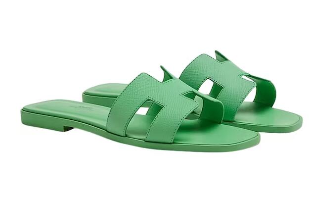 H**me5 Oran Sandal Vert Pomme Epsom Calfskin Leather