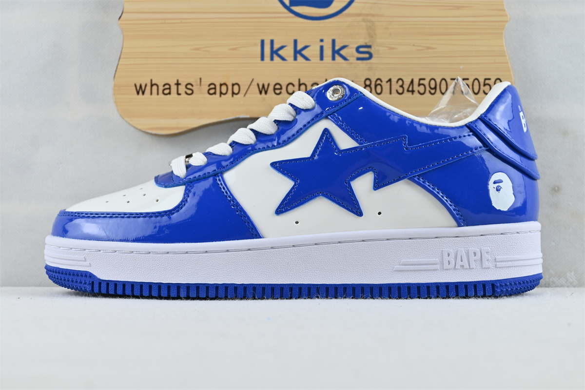 A Bathing Ape Bape Sta Patent Leather White Blue