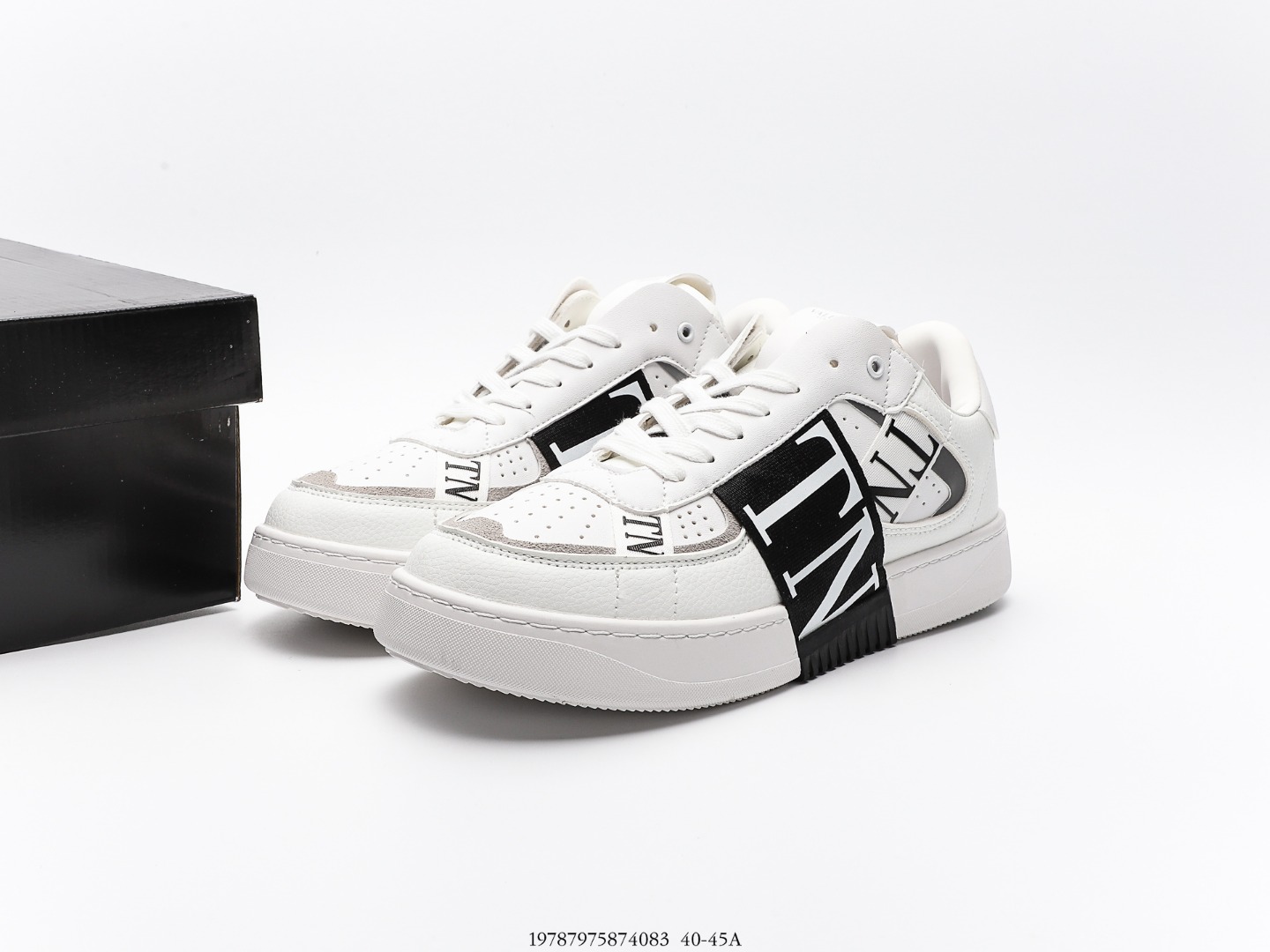 Va1e*ntin0 VL7N Low Top White Black Mesh