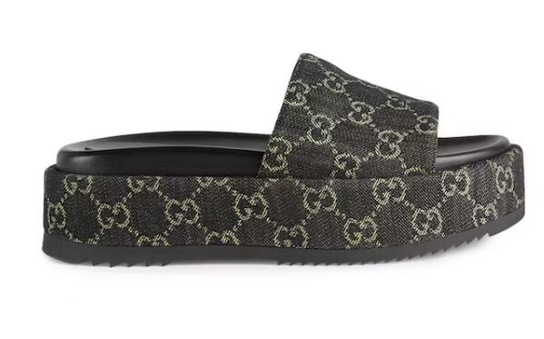 Gvc*1 Angelina Platform 55 mm Sandal Black Jacquard Denim