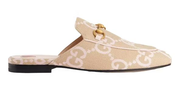 Gvc*1 Jumbo GG Princetown Slipper Beige Light Pink Canvas