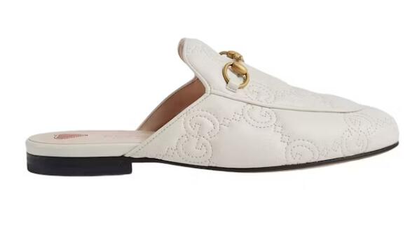 Gvc*1 Princetown Slipper White Embossed Leather