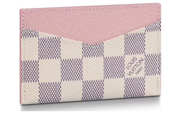 L0vis Vvtt0n Daily Card Holder Damier Azur Rose Ballerine