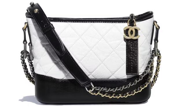 Ch**el Gabrielle Hobo Bag Small Black/White