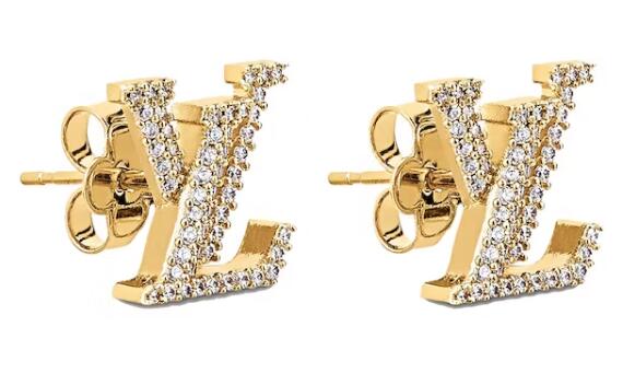 L0vis Vvtt0n LV Iconic Earrings Gold/Rhinestone