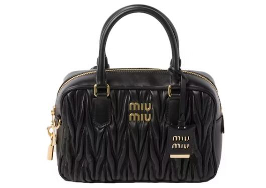 Miu Miu Matelasse Nappa Leather Top-Handle Black
