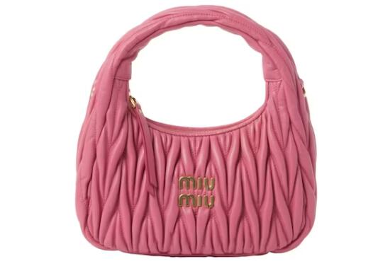 Miu Miu Wander Matelasse Nappa Leather Mini Hobo Bag Pink