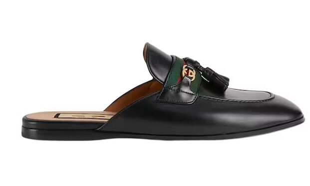 Gvc*1 Princetown Slipper Black Tassel Leather
