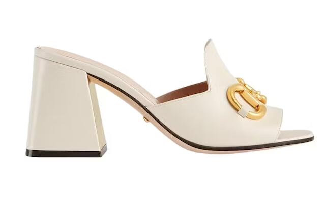 Gvc*1 Horsbit 75mm Heeled Sandal White Leather