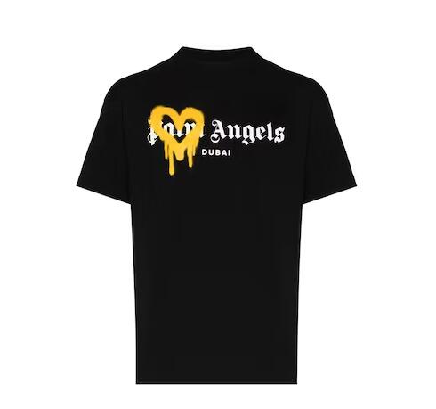 Palm Angels Dubai Heart Sprayed Logo T-Shirt Men's Black