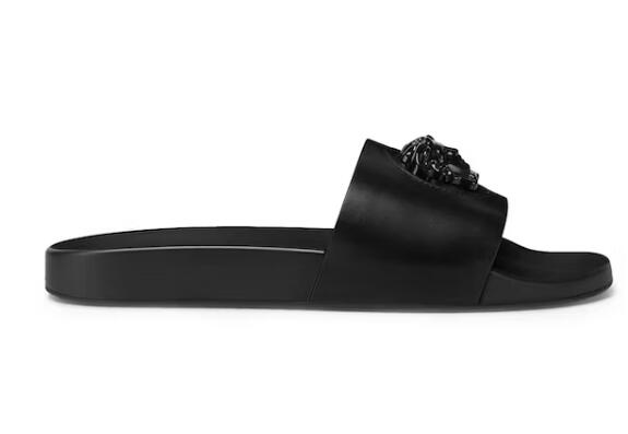 Versace Leather Slides La Medusa Black