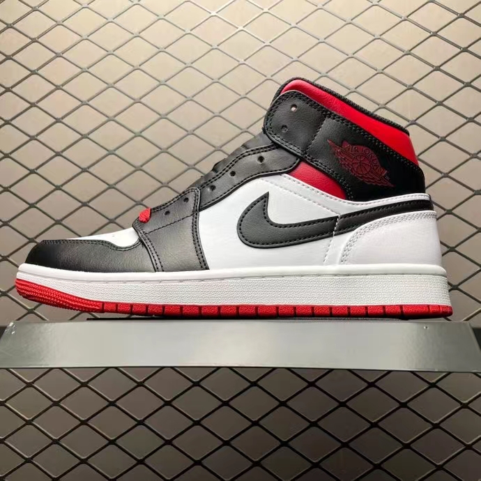 JORDAN 1 MID GYM RED BLACK WHITE