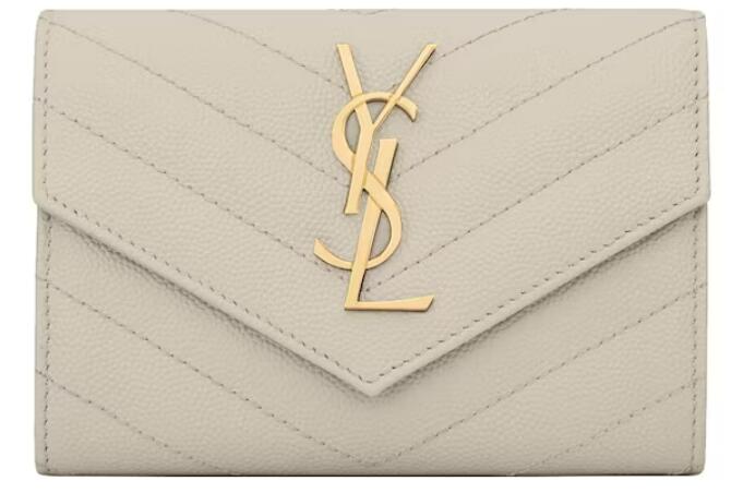 Sa1nt Lau*nt Cassandre Grain De Poudre Envelope Wallet Small Blanc Vintage