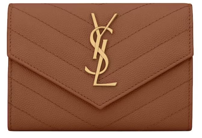 Sa1nt Lau*nt Cassandre Grain De Poudre Envelope Wallet Small Dark Natural