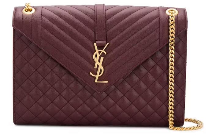 Sa1nt Lau*nt Envelope Grain de Poudre Medium Burgundy