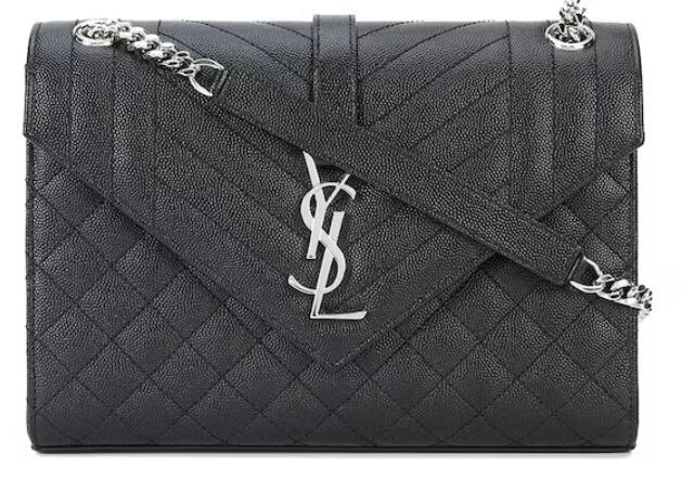 Sa1nt Lau*nt Envelope Medium Bag Grain de Poudre Black