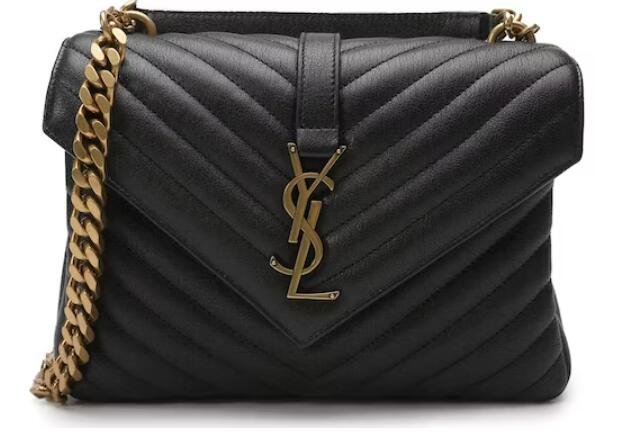 Sa1nt Lau*nt Logo Plaque Shoulder Bag Quilted Black