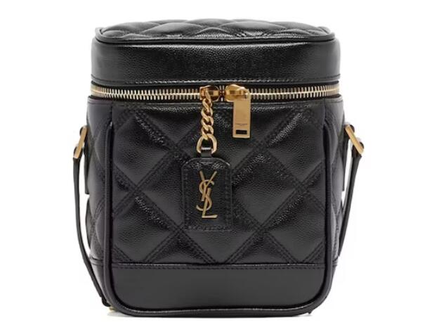 Sa1nt Lau*nt Quilted 2WAY Vanity Bag Black