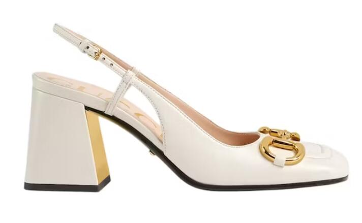 Gvc*1 Horsebit 75mm Heeled Slingback White Leather