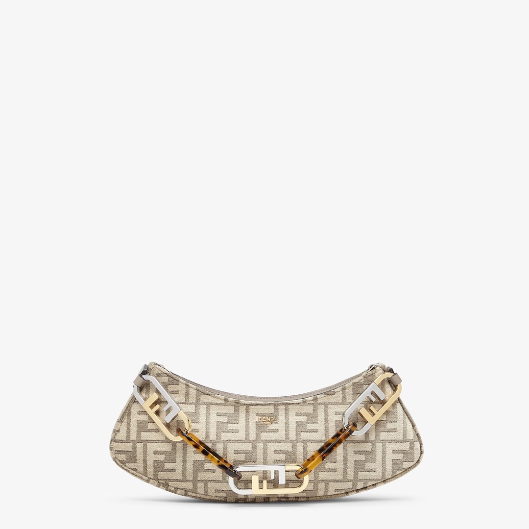 F**di O'Lock Swing Dark grey tapestry fabric pouch