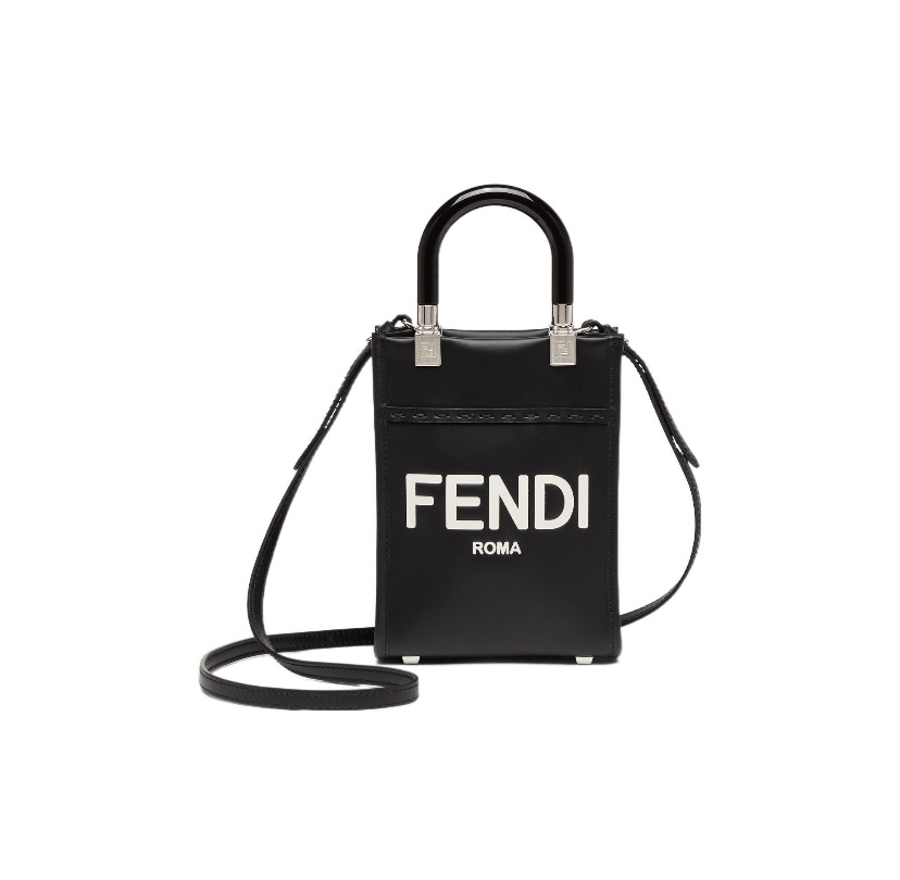 F**di by Marc Jacobs Mini Sunshine Shopper Black Leather with Hot-Stamped Mini-Bag