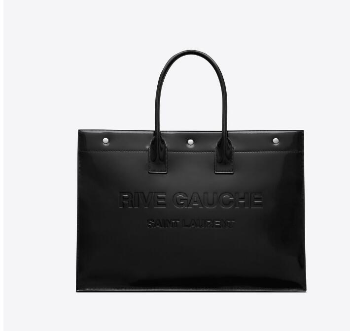 Sa1nt Lau*nt Women's Black Large Rive Gauche Leather Tote Bag