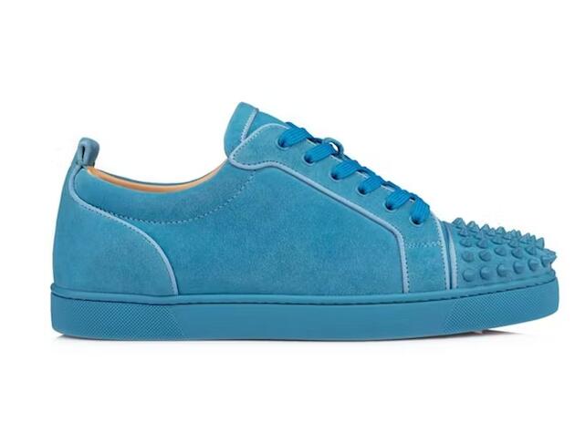 Chr1st1an Louboutin L0vis Junior Spikes Orlato Flat Panorama Blue