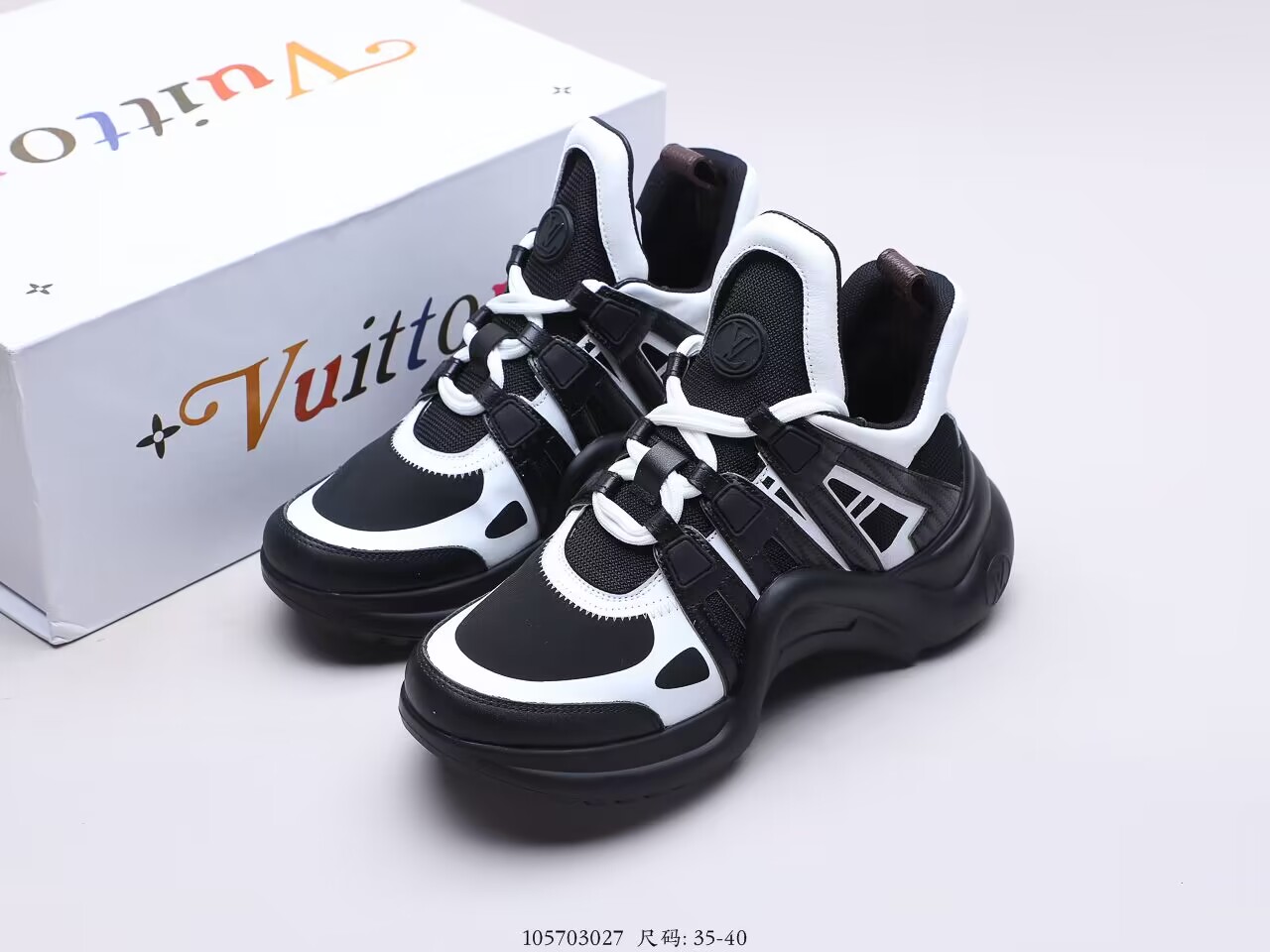 L0vis Vvtt0n Black/White Neoprene and Leather Archlight Sneakers